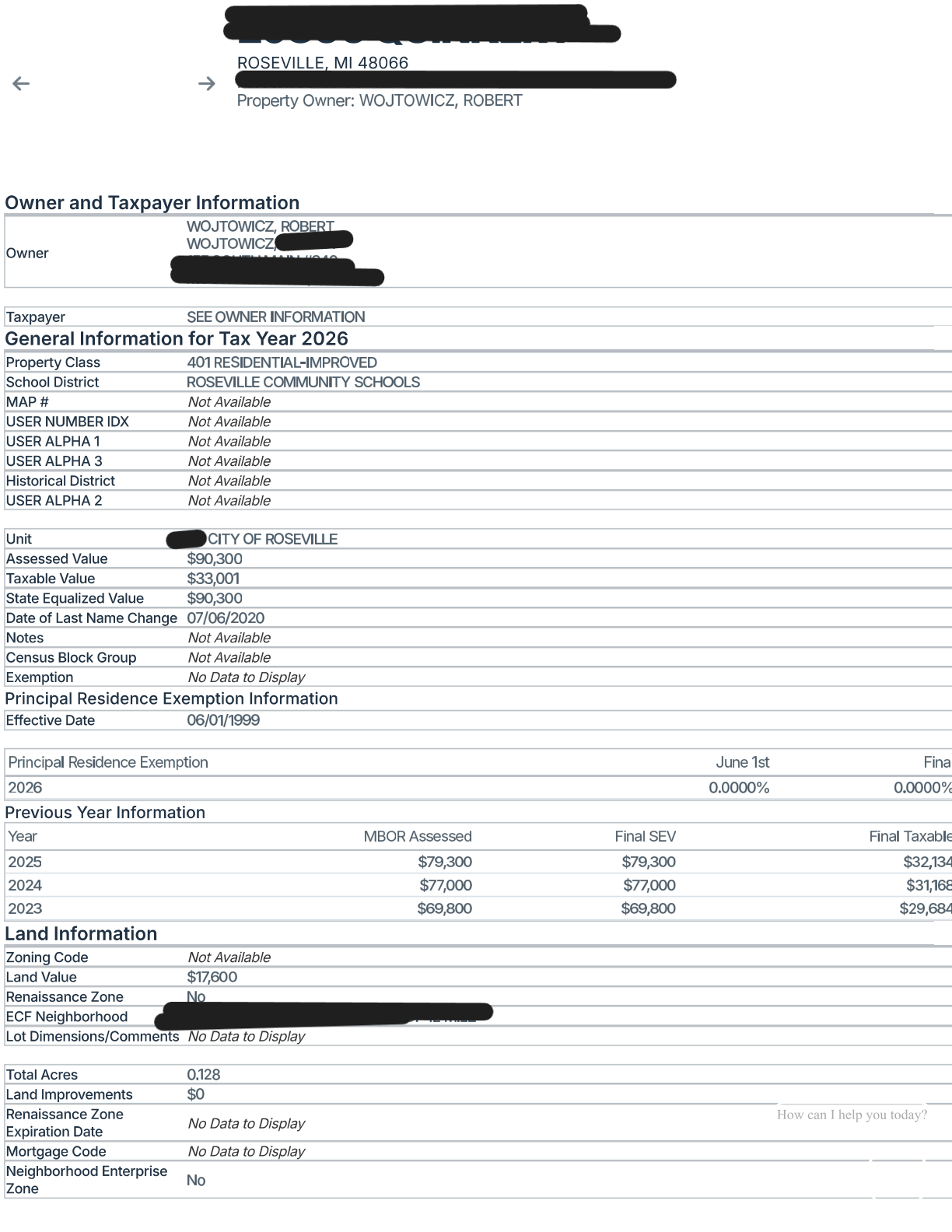 Public property ownership record for residential property jointly owned by Robert Wojtowicz and his wife